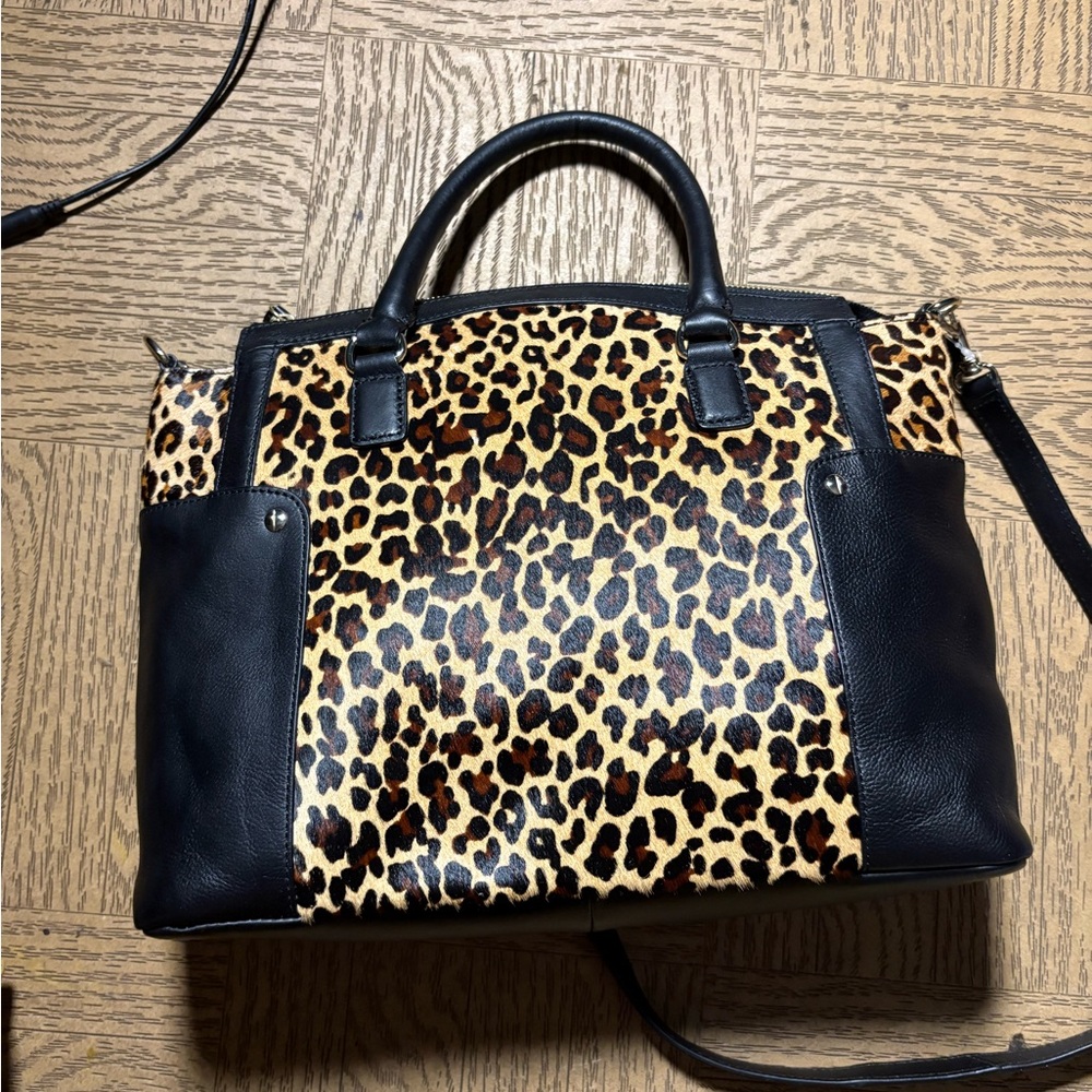 Talbots Leopard and Black Satchel